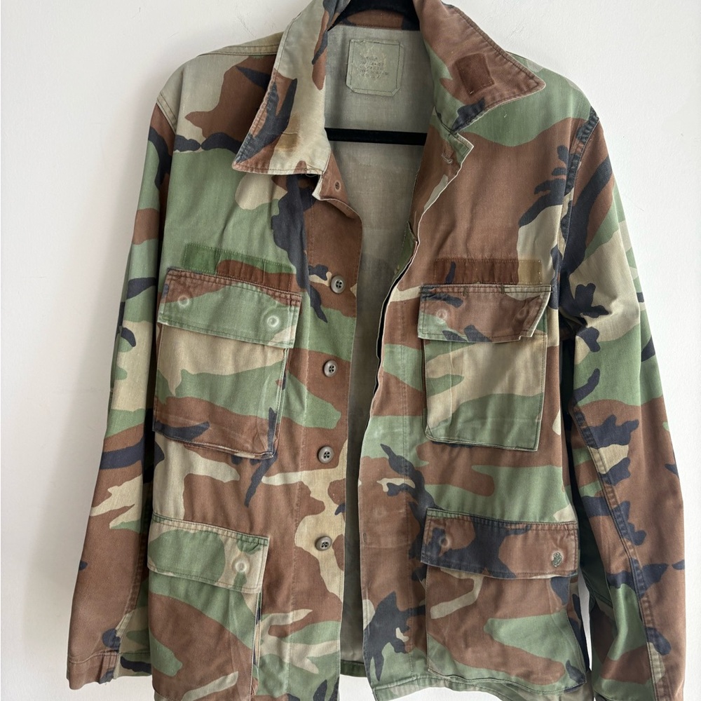 Vintage Military Woodland Camo Field Jacket Small Medium Unisex Army Surplus